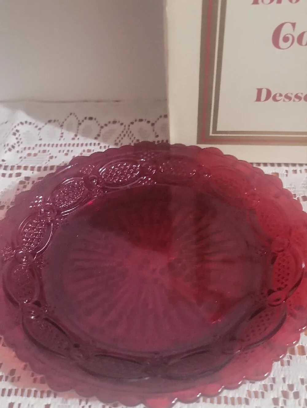Avon 1876 Cape Cod Collection Dessert Plates - Cranberry Red Glass
